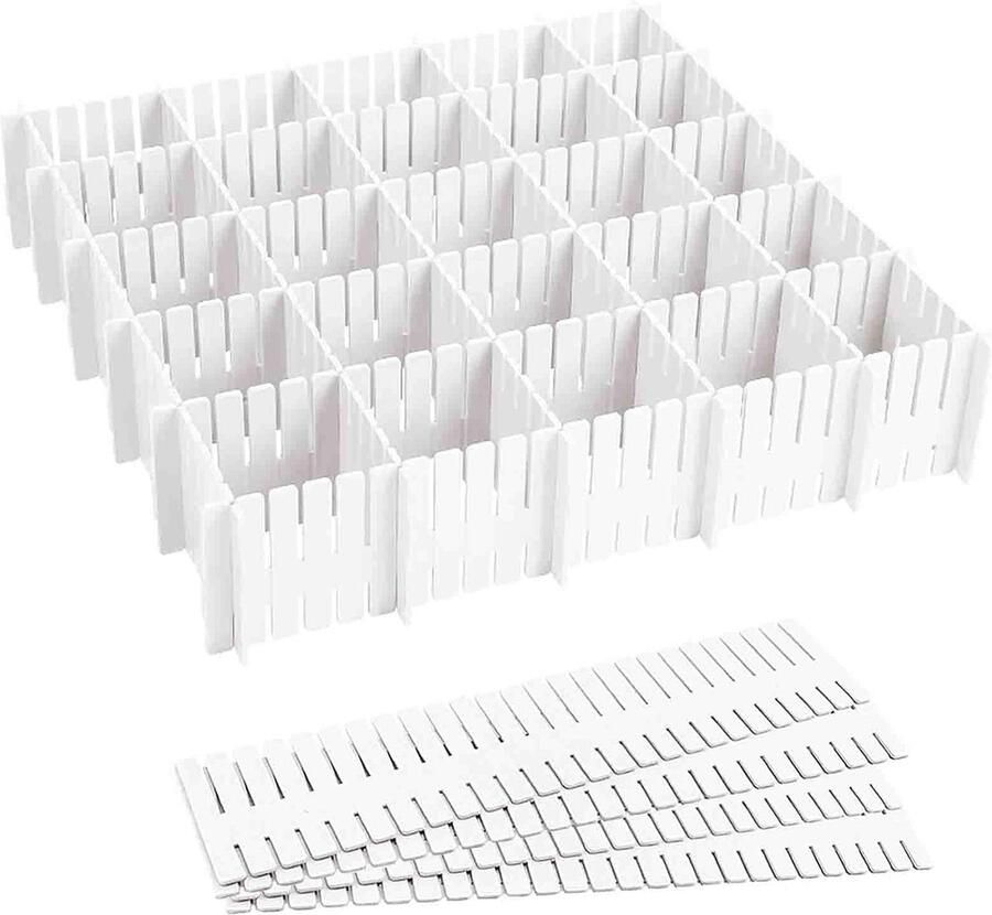 Ladeverdelers lade-verdelers ladeverdelers verstelbare lade-organizer witte scheidingswanden lade-inzet voor ondergoed sokken cosmetica slaapkamer kantoor doe-het-zelf 37 cm 16 stuks