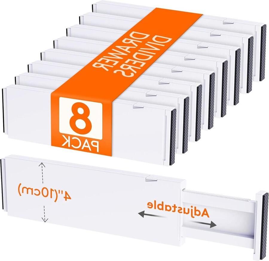 Ladeverdelers Plastic 10 cm Hoog 343-559 cm Verstelbare Kleding Organisatie en Opslag Slaapkamer Badkamer Keuken Kantoor Lifewit 8 Pack