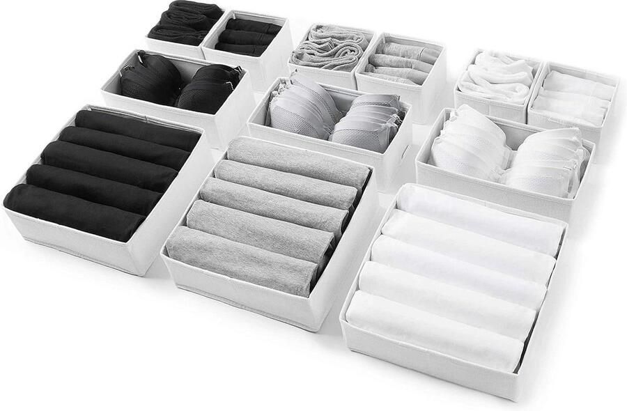 Ladeverdeler Set van 12 Wit Thuis Kleding Opslag Ondergoed Organizer Garderobe Opslag Slaapkamer Divider