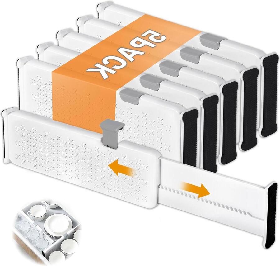 Ladeverdelers Set verstelbaar 5 stuks kunststof 28-44 cm