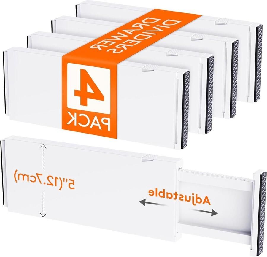 Ladeverdelers Verstelbaar Plastic 127 cm Hoog 343-559 cm 4 Pack Kleding Organizers