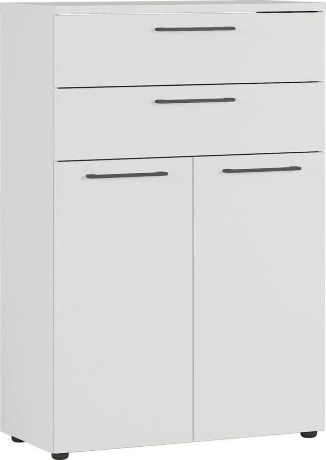 Lage dichte kantoorkast laden Ergonoma Lichtgrijs Breedte 80 cm Hoogte 120 cm Diepte 40 cm Met lades Met planken Met openslaande deuren