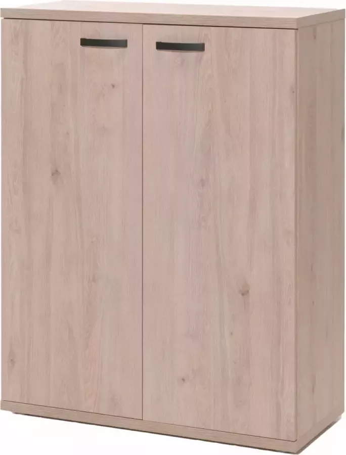 Lage dichte kantoorkast Newton Eiken Breedte 90 cm Hoogte 117 cm Diepte 40 cm Met planken Met openslaande deuren