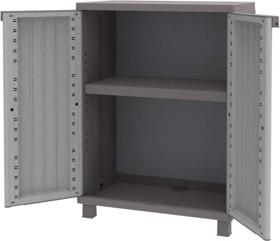Lage kast kunststof opbergruimte 2 stuks grijs taupe 68 x 37 5 x 91 5 cm