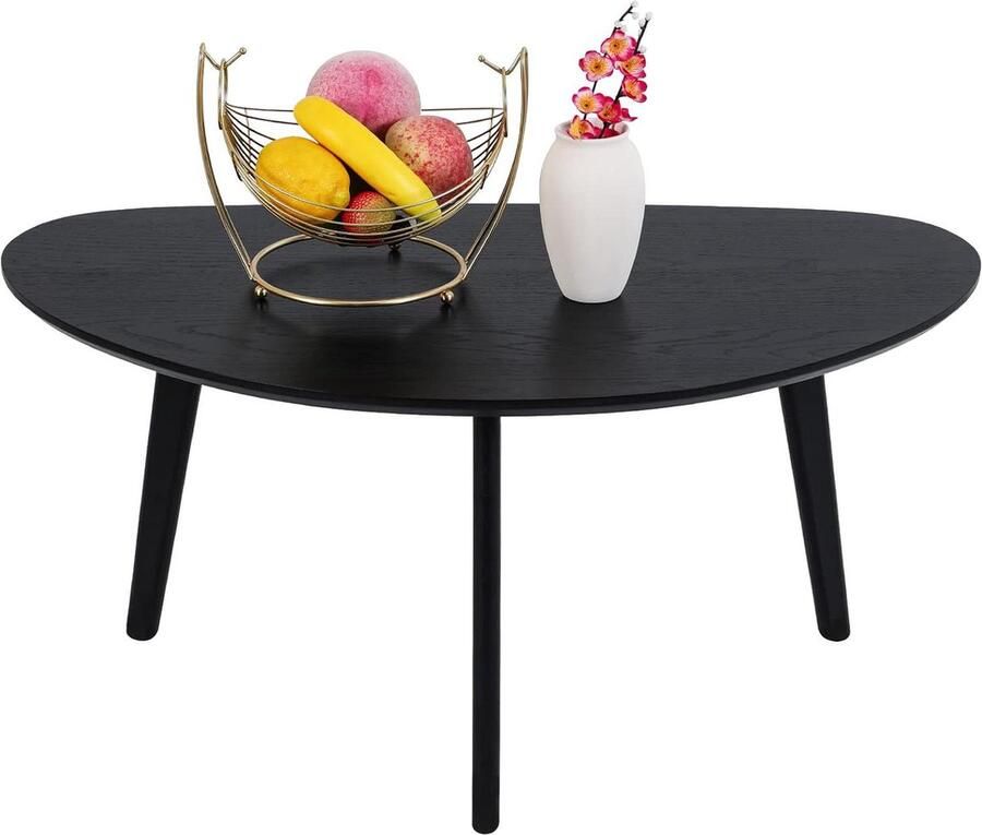 Lage Ovale Salontafel Middelen eeuws Geschikt voor Woonkamer 1 stuk Zwart Massief Eiken 85 cm