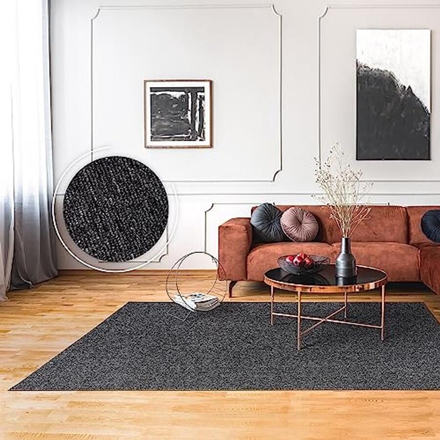 Lage Stapel Vloerkleed voor Woonkamer Zacht en Wasbaar 120x160cm Antraciet
