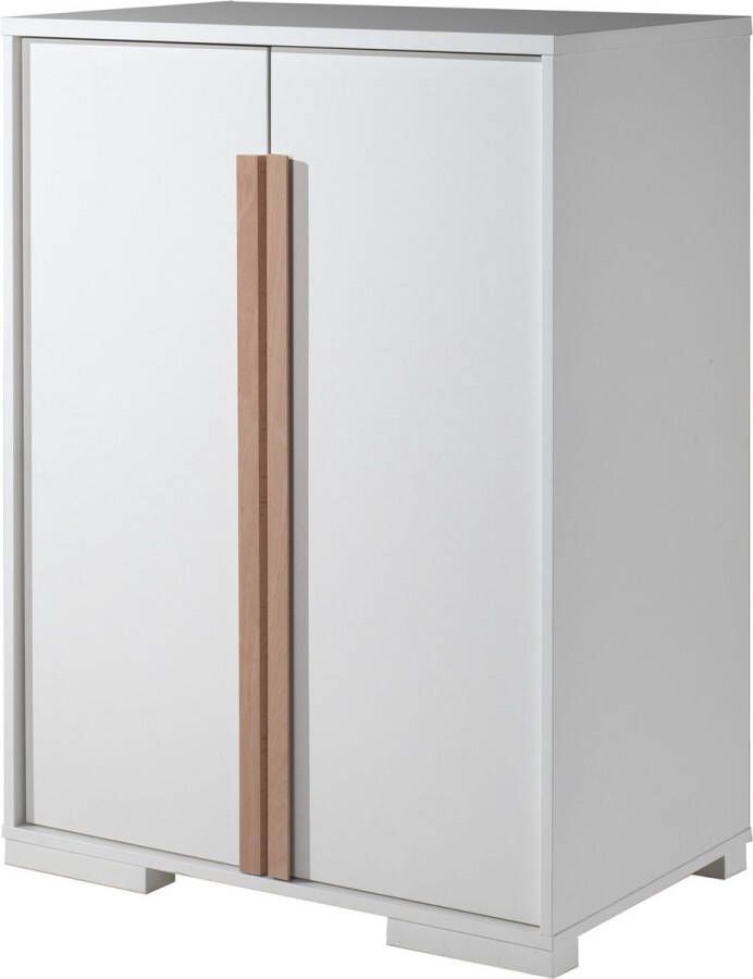Lage Tweedeurskast Dex Wit Breedte 86 cm Hoogte 116.2 cm Diepte 56 cm Met planken Met openslaande deuren