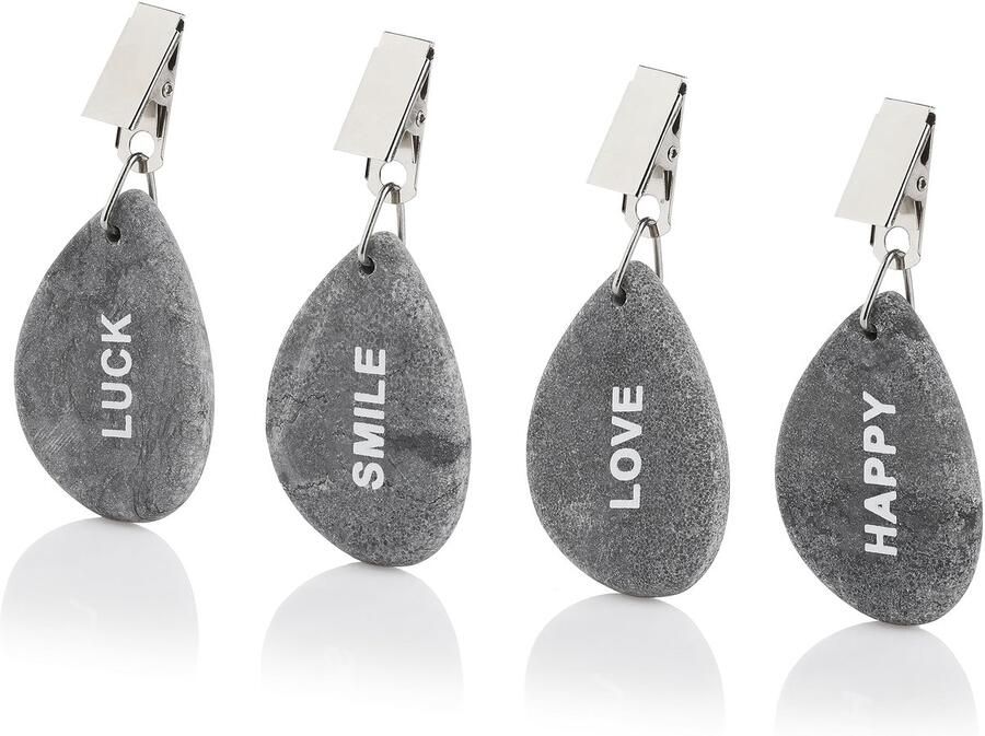 LaGreen tafelkleedgewichten set van 4 praktische hulpjes voor terrassen tuinen en balkons eenvoudig te gebruiken weerbestendig natuursteen designs ca. 42 g per hanger 9 x 4 5 x 1 cm
