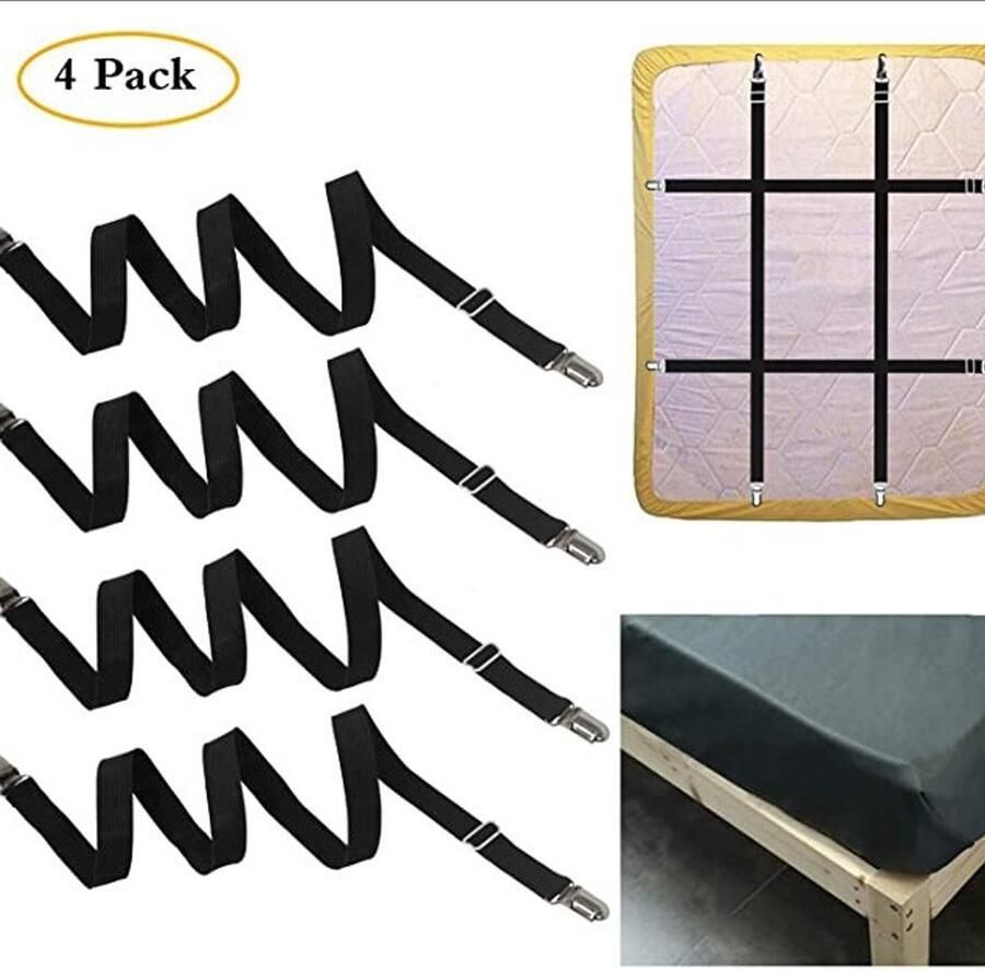 Lakenspanners 4 stuks 70-230 cm Laken Clips Dekbedspanners Dekbed klemmen Bedlakenklem Lakenbretels elastische hoeslakenspanners voor lakens strijkplank matras of bank Verstelbaar