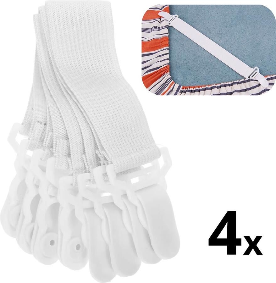 Lakenspanners 4 Stuks Bretels Wit Lakenbretels Bedbretels Overtrekspanners Verstelbaar Bed Bretels Spanners