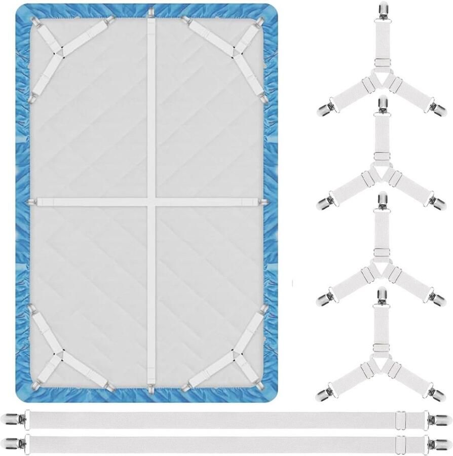 Lakenspanners 6 Stuks Dekbedclips Dekbed Klemmen Laken Bretels Laken Aanspannen Lakenhouderriemen Hoeslakenspanner Overtrekspanners Lakenbretels Lakenklemmen Lakenclips Verstelbaar Voor Lakens Matras Strijkplank Of Bank