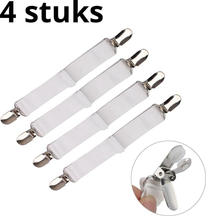 Lakenspanners Laken Clips Dekbedclips Dekbed klemmen Overtrekspanners Lakenbretels Lakenklemmen Stevige klemmen 4 stuks wit 70-230 cm elastische hoeslakenspanners Verstelbaar voor lakens strijkplank matras of bank