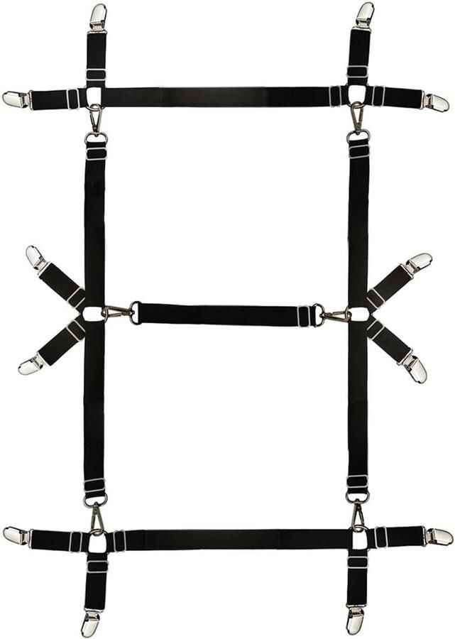 Lakenspanners Lakenbretels Bedlakenklem Dekbedclips Lakenklemmen elastische hoeslakenspanners Verstelbaar zwart 2.5cm Metaal en elastiek voor lakens strijkplank matras of bank