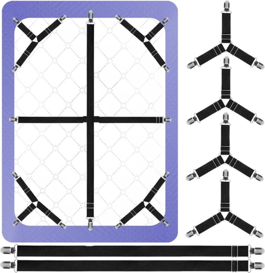 Lakenspanners Set 6 Stuks Overtrekspanners Dekbedclips Dekbed klemmen Stevige klemmen Verstelbaar voor Matrassen Pad Covers Sofa Kussen Tafelkleed Zwart