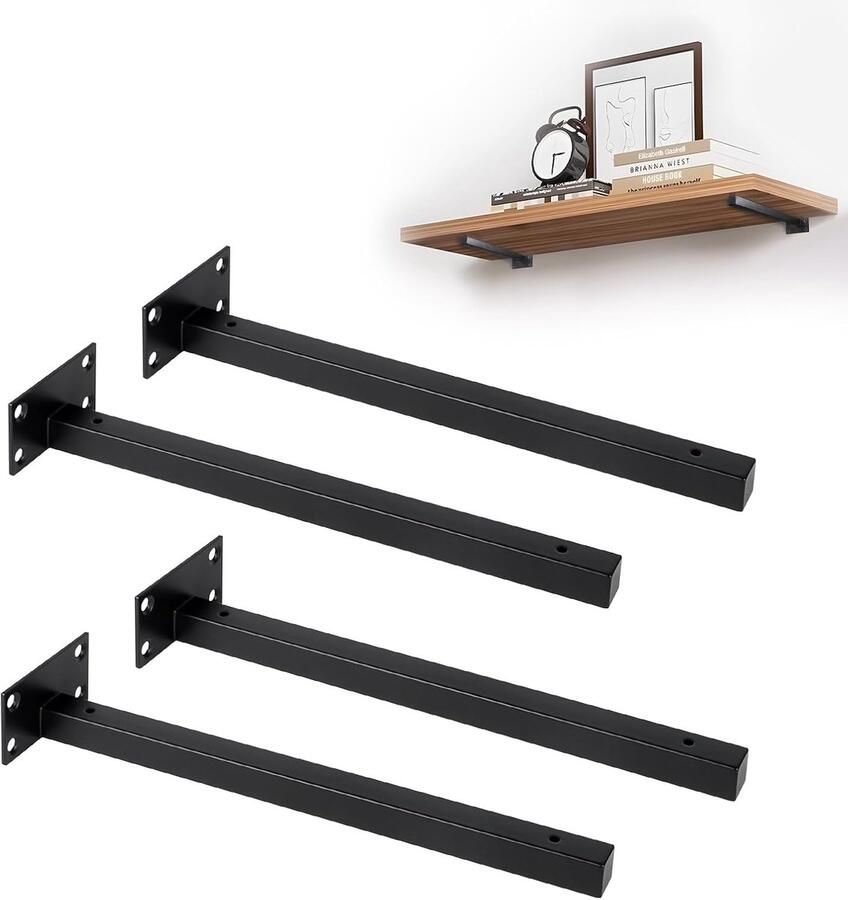 LALAGO 4pcs Shelf Holders 20cm Shelf Corner Floating Industrial Corner Floating Shelf Holder Hidden Bracket for Wall Floors Load Capacity: 40 kg