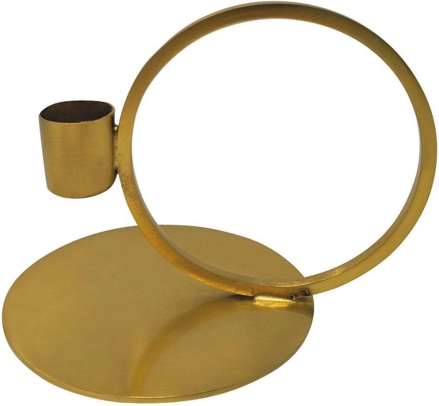 LaLe Living kaarsenhouder Geo van ijzer in mat goud 14x10cm geschikt voor een kaars als decoratie op elke salontafel bureau vensterbank of als Scandinavische kerstdecoratie