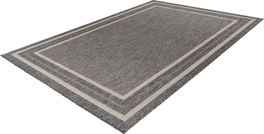 Lalee Casa Vloerkleed Outdoor Buitengebruik Sisal look Flatwave tuin kleed Tapijt Karpet 80x150 cm- zilver