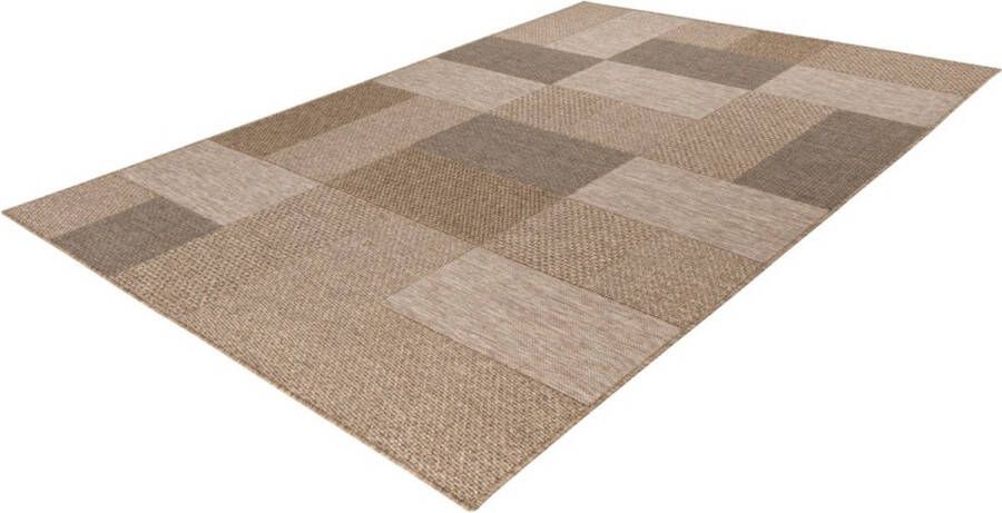 Lalee Costa- sisal look- ibiza vloerkleed- buitentapijt- in en outdoor- flatwave- laagpolig- vlecht- inheems motief- waterbestendig- tuin kleed- 120x170 cm beige