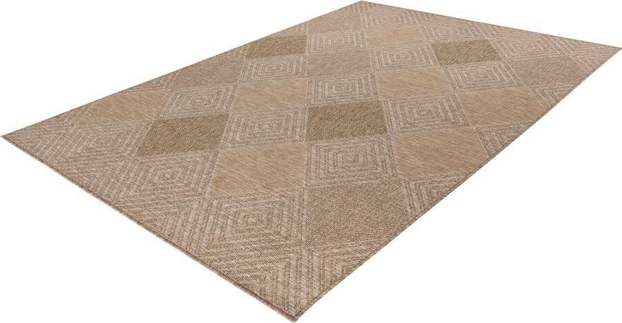 Lalee Costa- sisal look- ibiza vloerkleed- buitentapijt- in en outdoor- flatwave- laagpolig- vlecht- inheems motief- waterbestendig- tuin kleed- 80x150 cm beige