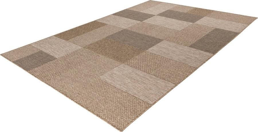 Lalee Costa- sisal look- ibiza vloerkleed- buitentapijt- in en outdoor- flatwave- laagpolig- vlecht- inheems motief- waterbestendig- tuin kleed- 80x150 cm beige
