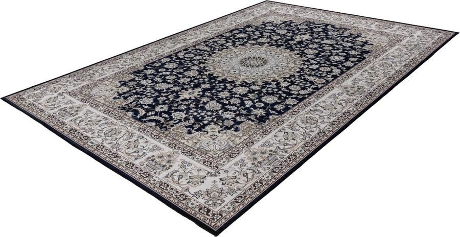 Lalee Dunya klassieke vloerkleed digitaal geprint karpet perziche motief laagpolige tapijt antislip rug wasbaar 120x170 cm blauw