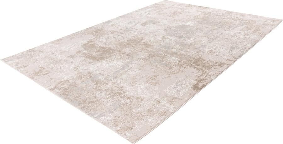 Lalee Elif Japandi stijl vloerkleed 3d effect hooglaag cirkels reliëf laagpolig karpet 80x150 cm beige