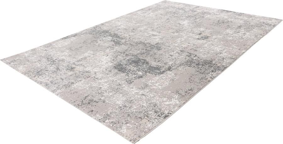 Lalee Elif Japandi stijl vloerkleed 3d effect hooglaag cirkels reliëf laagpolig karpet 80x150 cm zilver