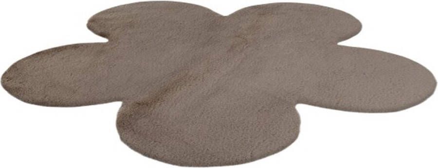 Lalee Emotion Kids- kindervloerkleed- fluffy- kinder tapijt- bloem- taupe- 100x100cm taupe