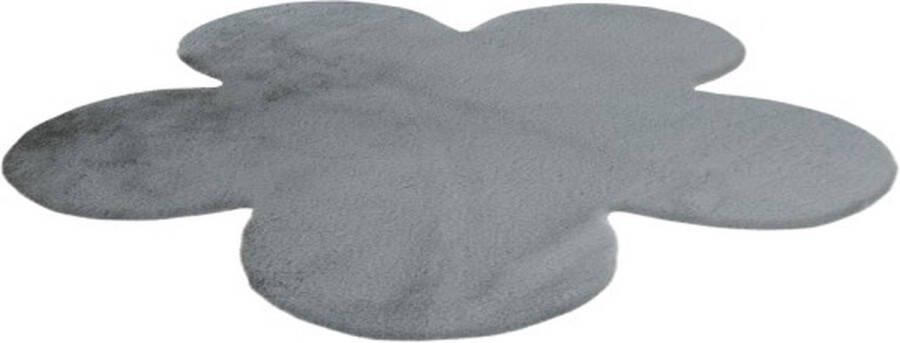 Lalee Emotion Kids- kindervloerkleed- fluffy- kinder tapijt- bloem- zilver- 100x100cm zilver