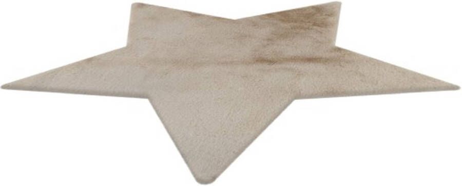 Lalee Emotion Kids- kindervloerkleed- fluffy- kinder tapijt- ster vorm- beige- 100x100cm beige