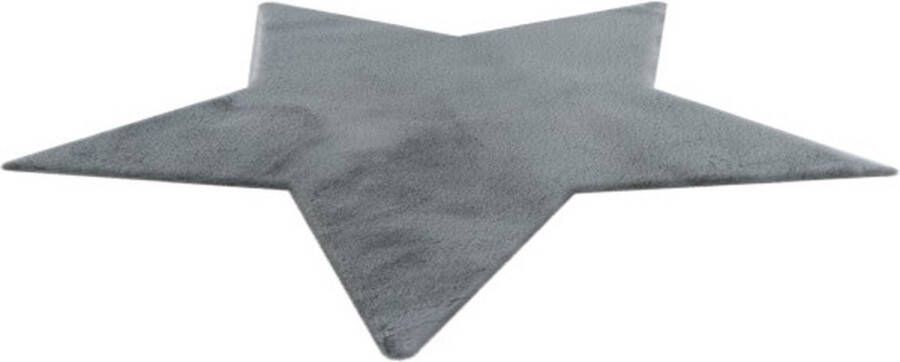 Lalee Emotion Kids- kindervloerkleed- fluffy- kinder tapijt- ster vorm- zilver- 100x100cm zilver