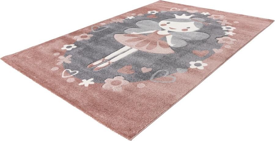 Lalee Happy kinderkleed- laagpolig- hartjes-autobaan- unicorn- voetbal tapijt 80x150 cm roze pink