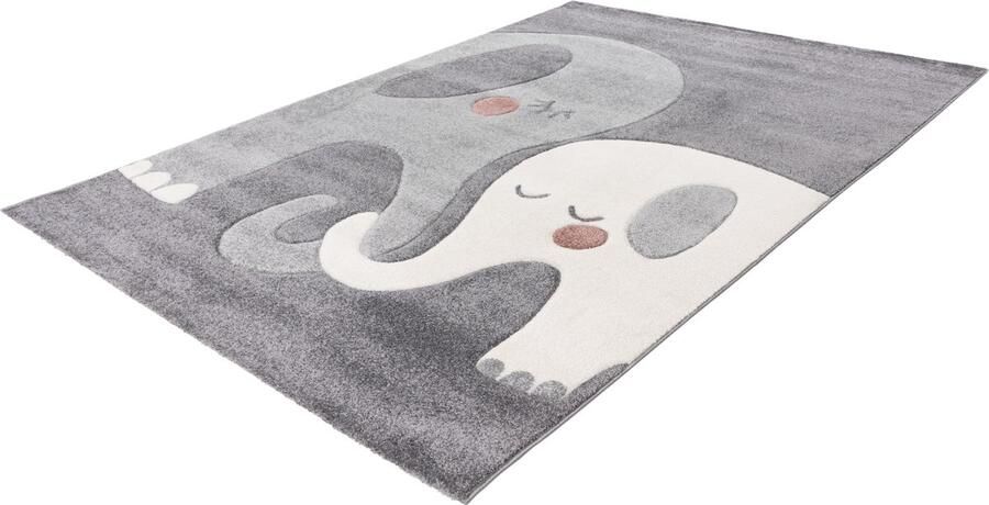 Lalee Happy kinderkleed- laagpolig- hartjes-autobaan- unicorn- voetbal tapijt 80x150 cm zilver grijs
