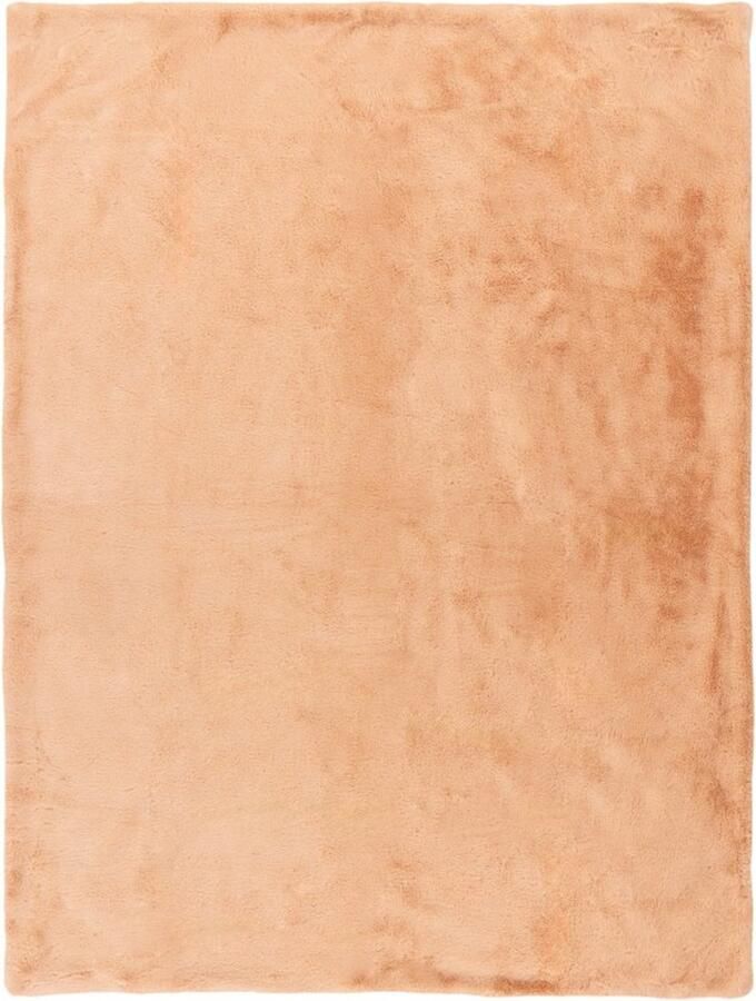 Lalee Harmony Fleece deken plaid zacht blokjes 3d furr bont plaid 150x200cm perzik beige