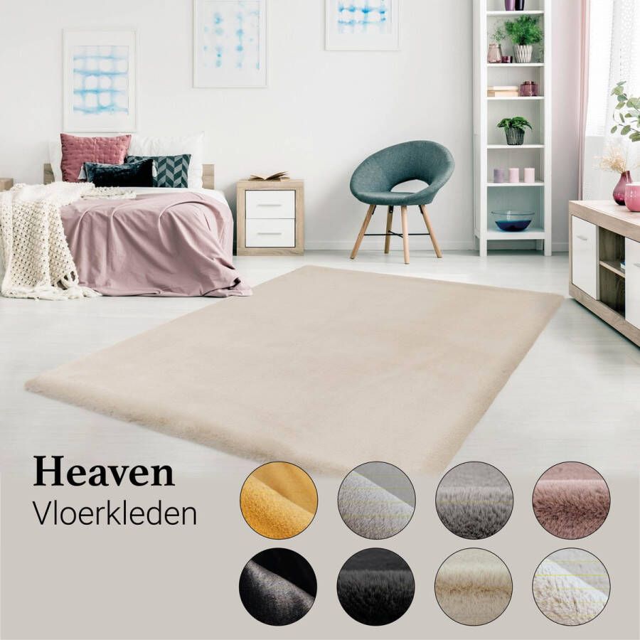 Lalee Heaven Vloerkleed Tapijt – Karpet Hoogpolig Superzacht Fluffy Shiny- Silk look- rabbit- 120x170 cm ivoor gebroken wit