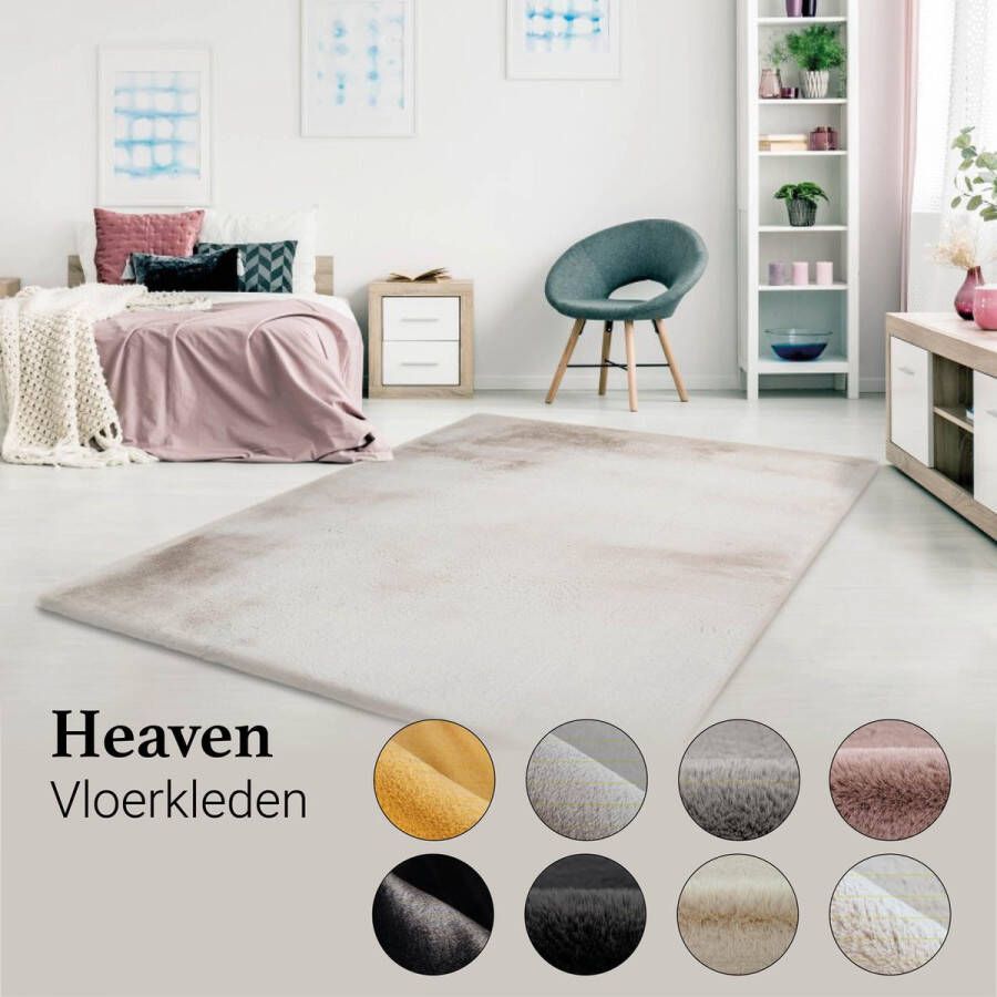 Lalee Heaven Vloerkleed Tapijt – Karpet Hoogpolig Superzacht Fluffy Shiny- Silk look- rabbit- 200x290 cm beige