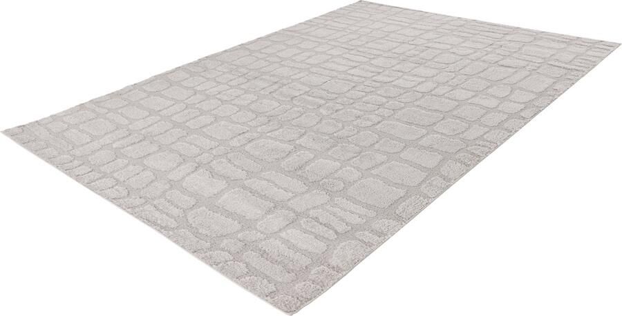 Lalee Lotus vloerkleed geometrisch tapijt bohemienstijl scandinavisch karpet hoog laag polig 80x150 cm zilver grijs