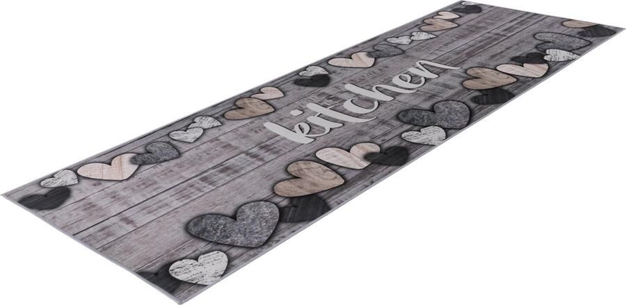 Lalee Luna keuken loper met antislip rug keuken tapijt wasmachine wasbaar 60x180 cm grijs zilver KITCHEN