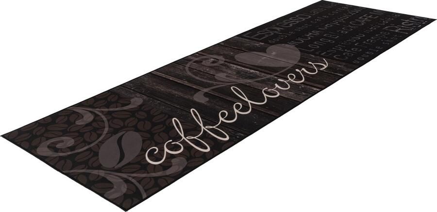 Lalee Luna keuken loper met antislip rug keuken tapijt wasmachine wasbaar 60x180 cm grijs zwart COFFEE