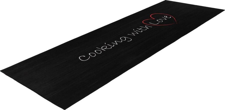 Lalee Luna keuken loper met antislip rug keuken tapijt wasmachine wasbaar 60x180 cm grijs zwart COOKING