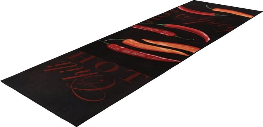 Lalee Luna keuken loper met antislip rug keuken tapijt wasmachine wasbaar 60x180 cm multi zwart PEPERS