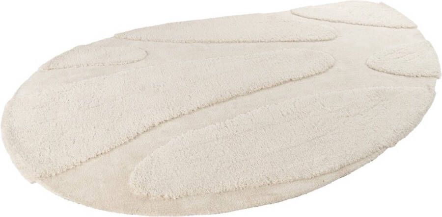Lalee Milano Recycled Vloerkleed organische vorm organic hoog laag 3d Hoogpolig scandinavisch shaggy super zacht effen karpet 200x290 cm ivoor gebroken wit