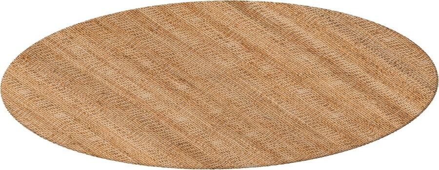 Lalee Nature- Jute vloerkleed- 100% natuurlijk recycled laag geweven- laagpolig- sisal look- naturel- Rond- 100x100 cm beige eiken