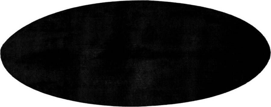 Lalee Paradise ROND Superzacht Hoogpolig effen Vloerkleed – Fluffy Tapijt – Karpet 120x120 cm ROND zwart