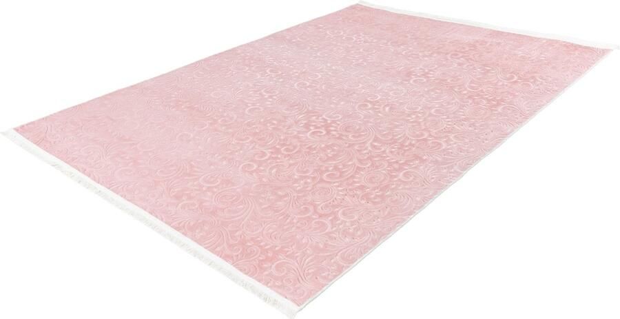Lalee Peri Vloerkleed barok patroon Tapijt – Karpet Super zacht 3D Effect -Anti slip rug- Wasmachine proof 80x280 cm loper roze