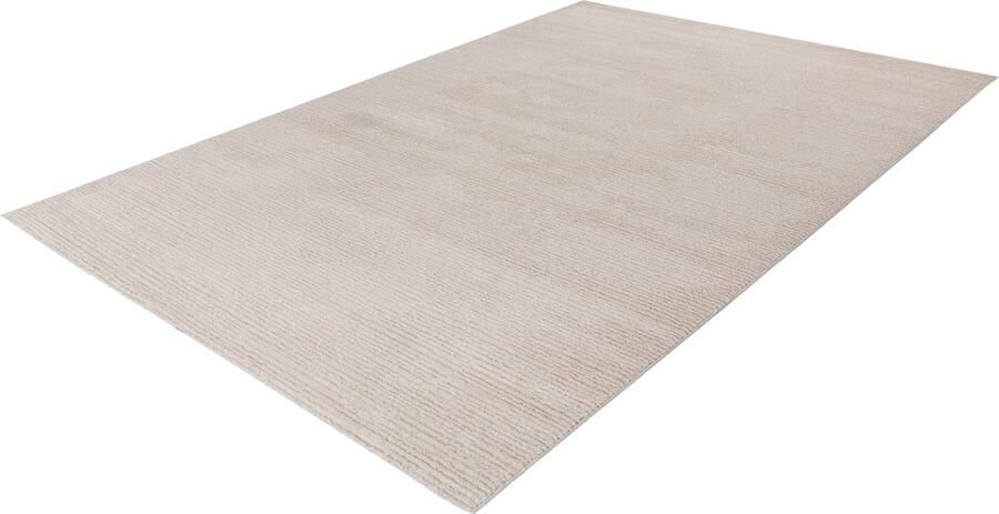Lalee Touch laagpolig Vloerkleed gemeleerd uni tapijt gestreept karpet effen 160x230 cm ivoor gebroken wwit