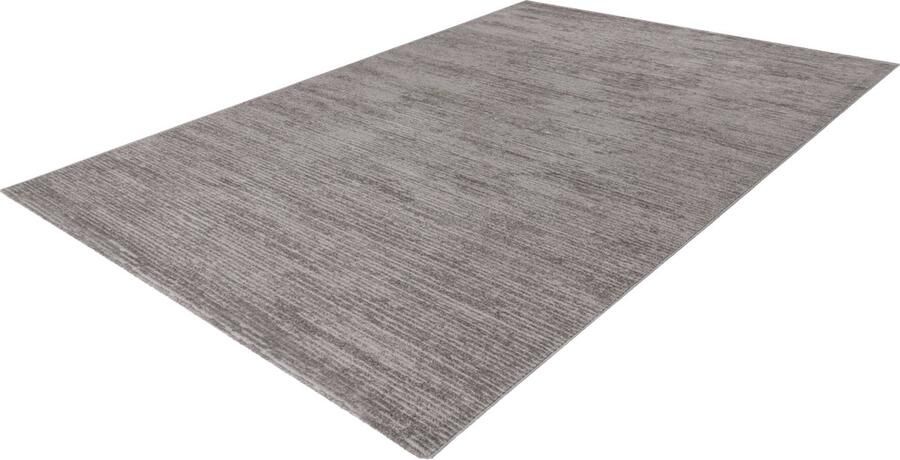 Lalee Touch Vloerkleed laagpolig gemeleerd uni tapijt gestreept karpet effen 160x230 cm zilver grijs