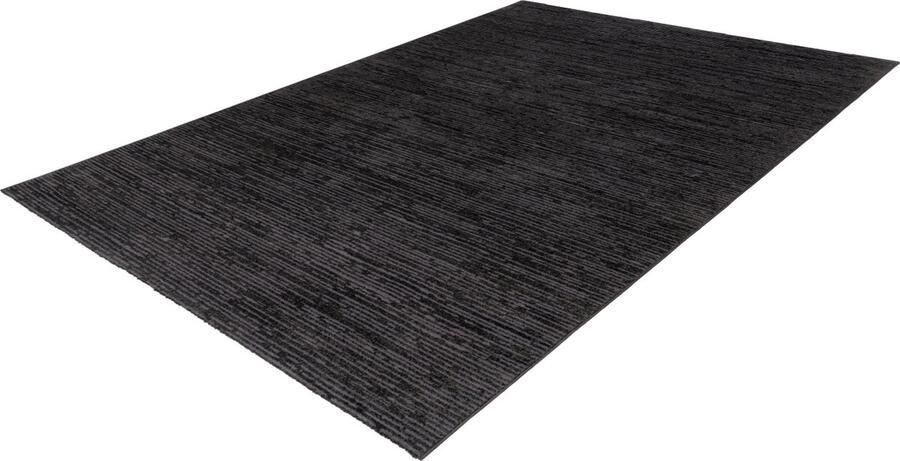 Lalee Touch Vloerkleed laagpolig gemeleerd uni tapijt gestreept karpet effen 160x230 cm antraciet