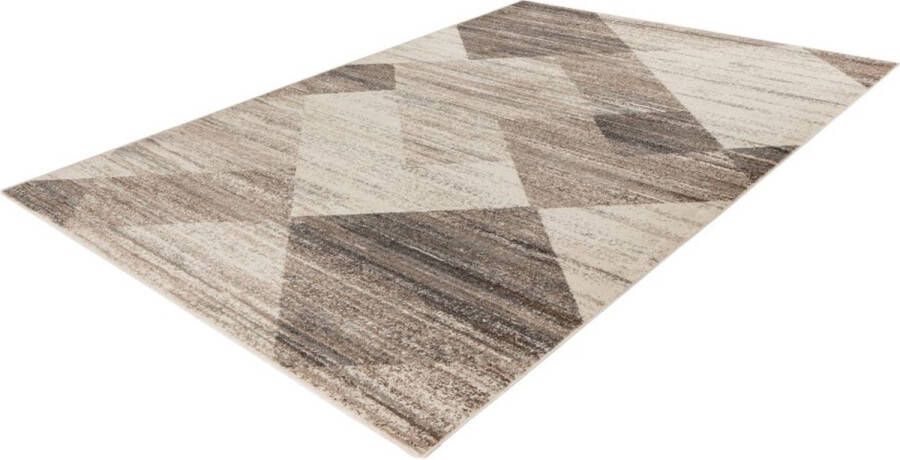 Lalee trendy- modern- laagpolig- vloerkleed- vintage- ruiten dessin- laag- hip en trendy- karpet- tapijt- 120x170 cm beige zilver