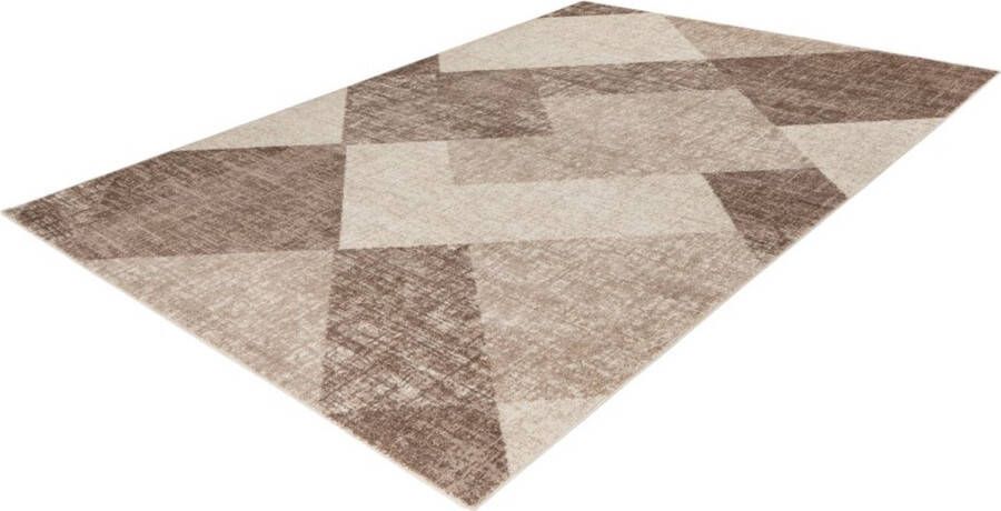 Lalee trendy- modern- laagpolig- vloerkleed- vintage- ruiten dessin- laag- hip en trendy- karpet- tapijt- 160x230 cm beige bruin